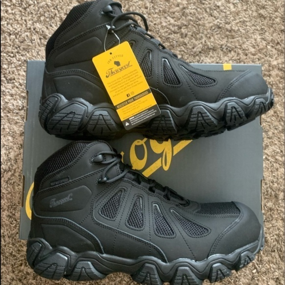 NWT Mens Thorogood Crosstrex Mid Waterproof Composite Toed Black Boots Sz 11.5 W